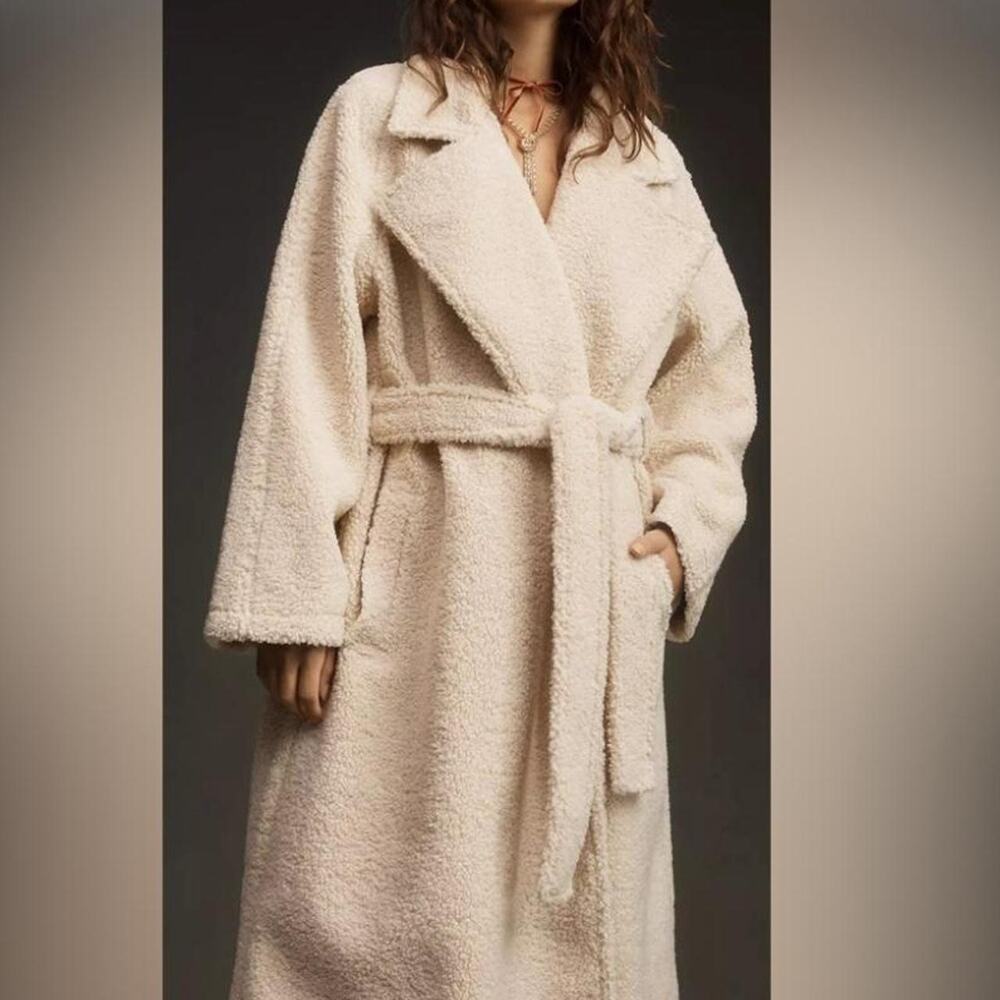 NEW Good American Oversized Sherpa Trench Coat – Bone – Size 4X/5X - Picture 2 of 7